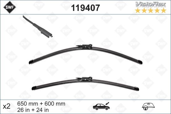 SILECEK SUPURGESI TAKIMI 650mm / 600mm MERCEDES SPRINTER B906 . VW CRAFTER 30-35-50 SWF