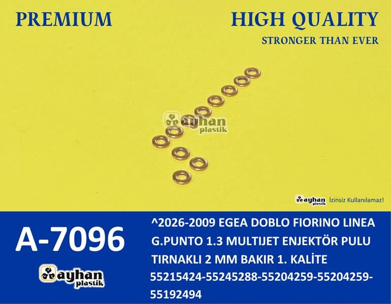 ENJEKTÖR PULU TIRNAKLI 2MM BAKIR DOBLO-FIORINO-LINEA-G.PUNTO-EGEA 1.3 MTJ 2009-2026