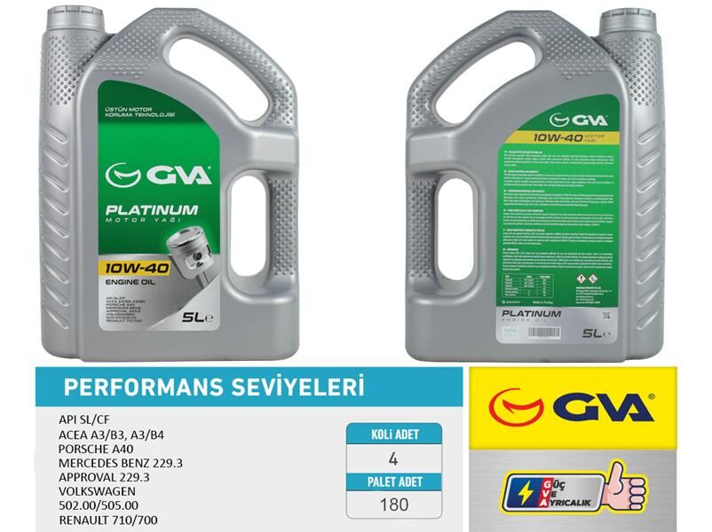 MOTOR YAĞI 10W40 5 LT PLATINUM YARI SENTETİK API SL/CF