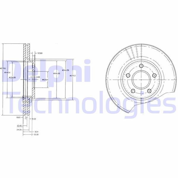 FREN DİSKİ ÖN FORD CONNECT 02> 278x24x5DL