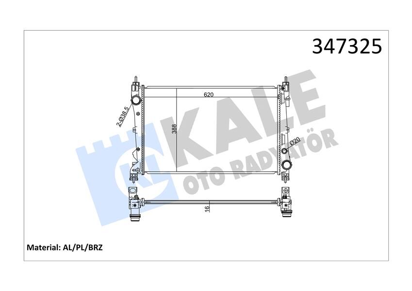 RADYATÖR DOBLO 1.4-1.3 DMTJ 10 > COMBO 1.3 CDTİ 12 > MEKANİK AC /- 620x400x16