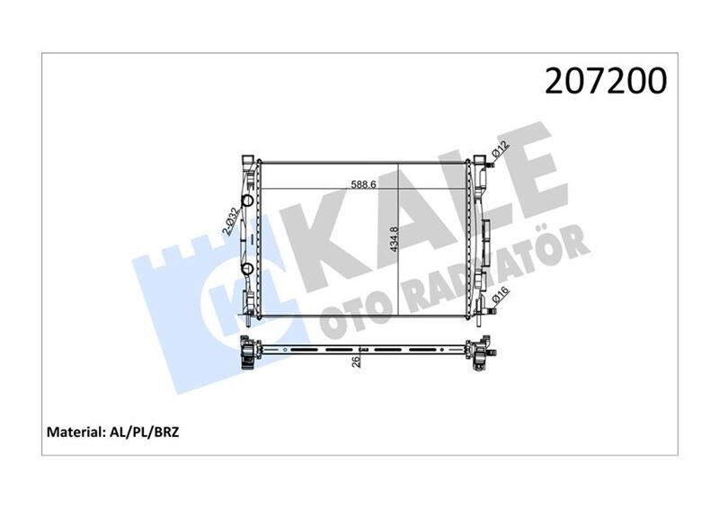 MOTOR SU RADYATÖRÜ RENAULT MEGANE II 02>SCENIC 03> 1.5-1.9DCİ/1.4-1.6-2.0 16V AC KLİMASIZ MEK 590x455x32 1 SIRA ALB