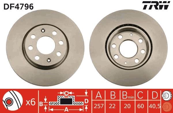ÖN FREN AYNASI CORSA D 07> CORSA E 14> ADAM 13> FIAT PUNTO EVO 09> GRANDE PUNTO 05> 257x22x4DL HAVA LI