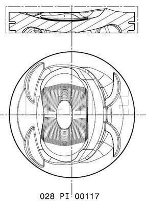 028PI00117002 PISTON SEGMAN 76.51MM 050 GOLF 5-6-JETTA 3-4-PASSAT-1.4TSI-FSI BLG BMY CAVA CTHA 05>