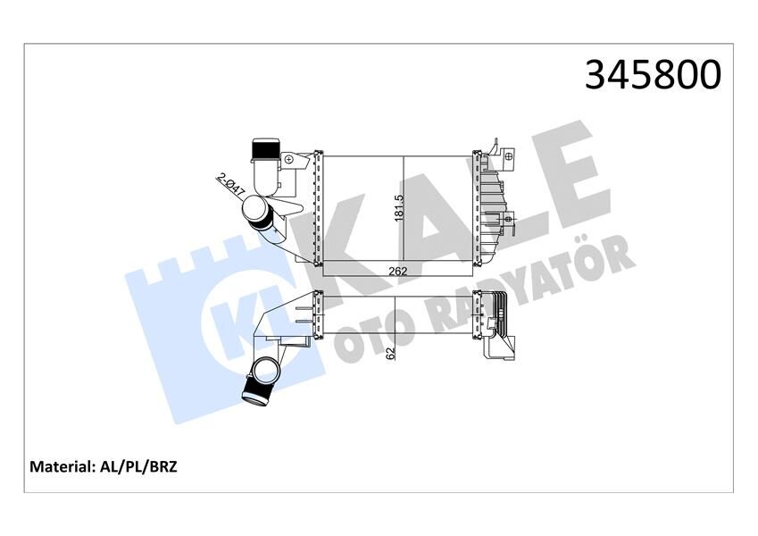 TURBO RADYATÖRÜ INTERCOOLER ASTRA H-ZAFIRA AL/PL/BRZ 262x181.5x62