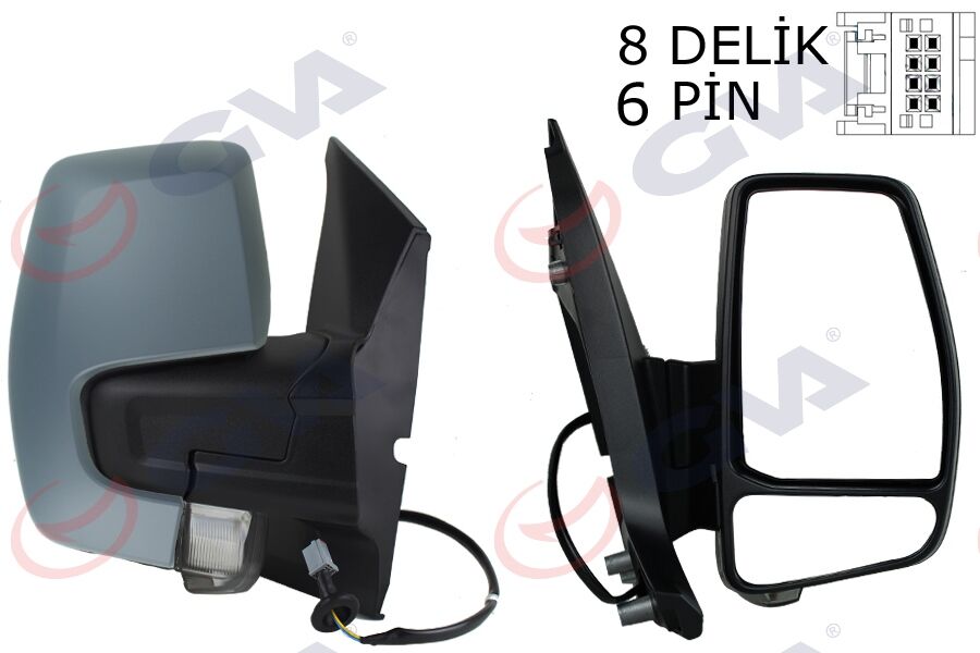 DIŞ DİKİZ AYNASI SAĞ TRANSİT CUSTOM V362 12> ELEKTİRİKLİ ISITMALI ASTARLI SİNYALLİ KONVEKS VM-6325EHPR 1766579-682BL5JA6