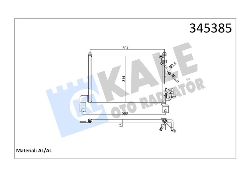 KLİMA RADYATORU KONDENSERİ FORD RANGER 98> 06 2.5 TD 525X292X16 OTO.-MEK.