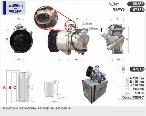 KLİMA KOMPRESÖRÜ SIFIR ÜRÜN TOYOTA YARIS VERSO