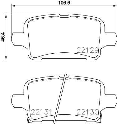 ARKA FREN BALATASI OPEL ASTRA K 1.0-1.4-1.4T-1.6T-1.6 CDTI 16>22 106.5x46.3x16.6