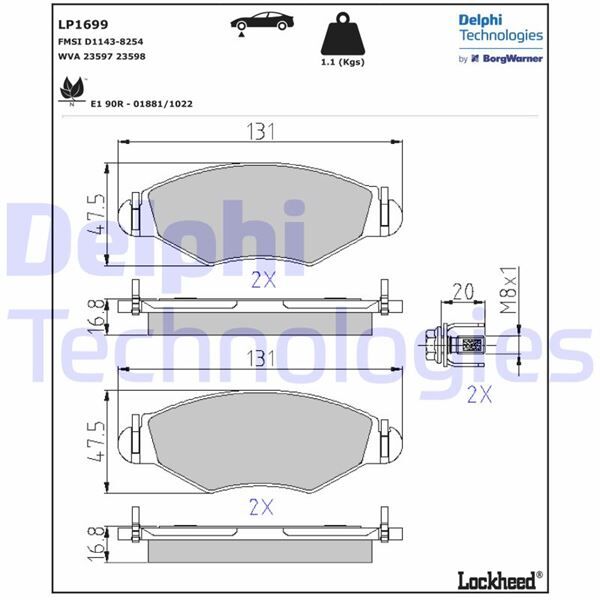 ÖN FREN BALATASI PEUGEOT P206 1.4 1.6 09/98> P306 1.4 1.6 5/93>