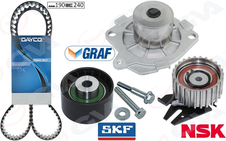 DEVİRDAİMLİ EKSANTRİK GERGİ KİTİ 190x240 BRAVO 96>DOBLO 01>MAREA 99-02 -IDEA 04>1.9JTD KTB317 TEFLONLU KAYIŞ