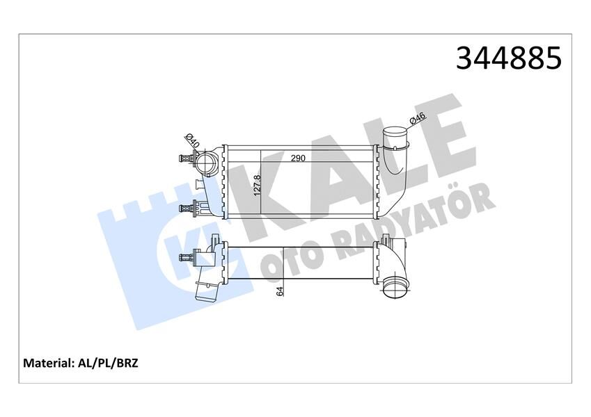TURBO RADYATÖRÜ INTERCOOLER FIAT 500 1.3 DMTJ 08 > FORD KA 1.3 TDCİ 08 > AL/PL/BRZ