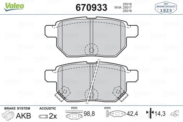 ARKA FREN BALATA TOYOTA AURIS. COROLLA 1.6L 1ZR-FE ZRE151 07-11 / 1.33L 1NR-FE NRE150 6 vites 10->