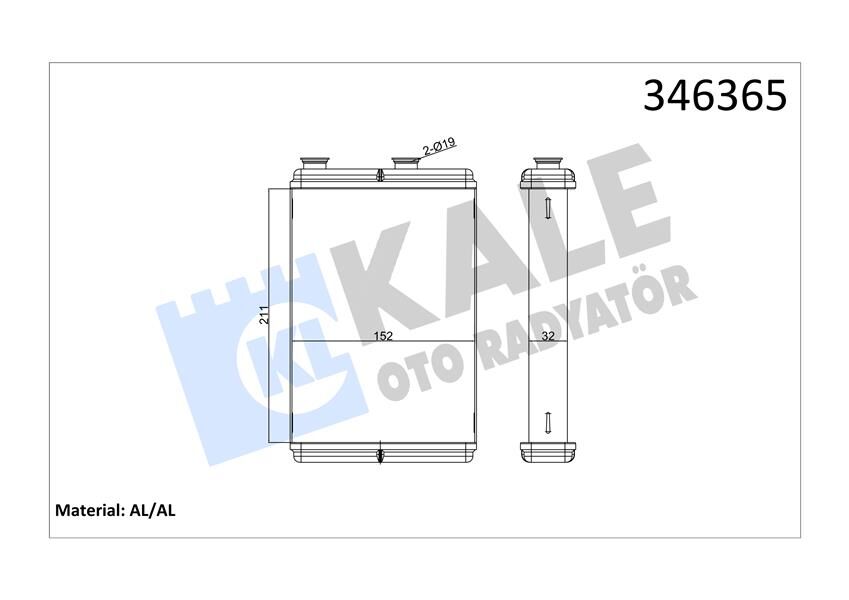 KALORİFER RADYATÖRÜ FIAT DOBLO 01>PUNTO 01>IDEA 04>LANCIA YPSILON 03> AC KLİMASIZ 0183831AB 1.3 JTD 1.4 1.9 JTD