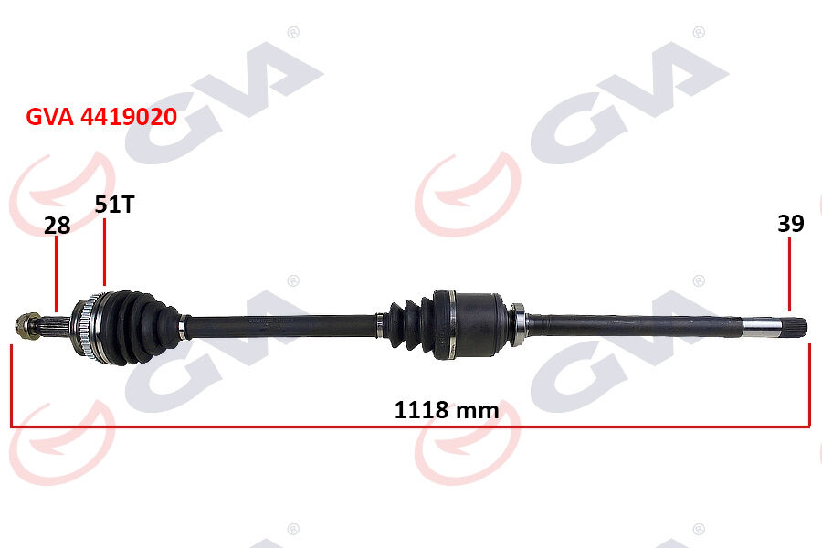 AKS KOMPLE ÖN SAĞ RENAULT MASTER II 98>06 OPEL MOVANO A 98>01 1.9dCi 2.2dCi 2.5dCi 2.8dCi 51DİŞ 1118mm