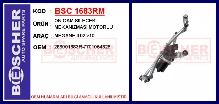 ON CAM SILECEK MEKANIZMASI MOTORLU MEGANE II 02 >10