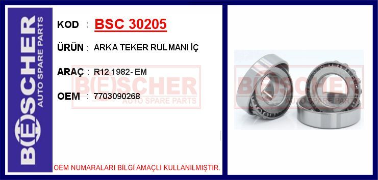 ARKA TEKER RULMANI İÇ R12 1982- EM
