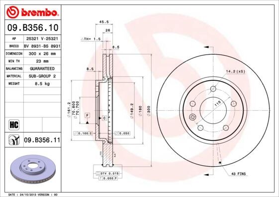 ÖN FREN AYNASI INSIGNIA B 16 INÇ 18> ASTRA J 09 > ZAFIRA C 11 > CRUZE 09 > 300x26x5DLxHAVALI 13502051 1-ADET