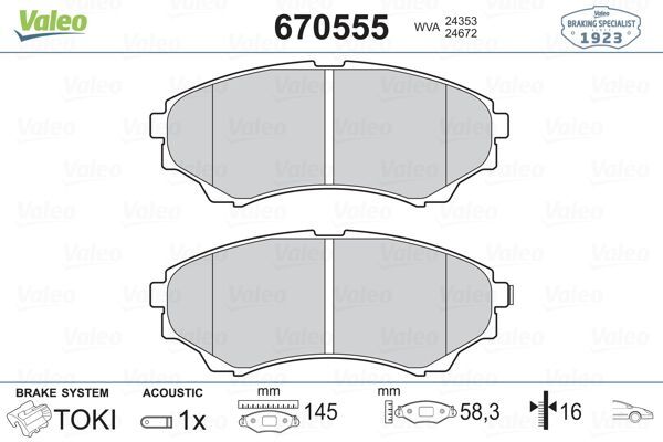 ON FREN BALATASI MAZDA 4 4 B 2500 RANGER 02>06 2.5TD / 3.0TD 06>12