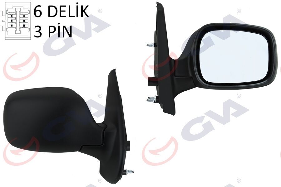 DIŞ DİKİZ AYNASI SAĞ KANGOO 01> ELEKTRİKLİ ISITMALI ASFERİK 5 FİŞ VM-132NEHR