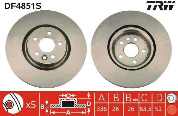 ON FREN DISK AYNASI HAVALI VOLVO S60 II 10>15 S80 II 06> V60 I 11>15 V70 III 07>15 XC70 II 09>15 336cm CAP