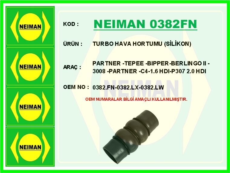 TURBO HORTUMU PARTNER-BERLINGO 08> P307 04>09 P308 07>14 P3008 09>16 P5008 09>17 EXPERT-JUMPY 07>16 C4 04>11 1.6 HDI SİLİKON