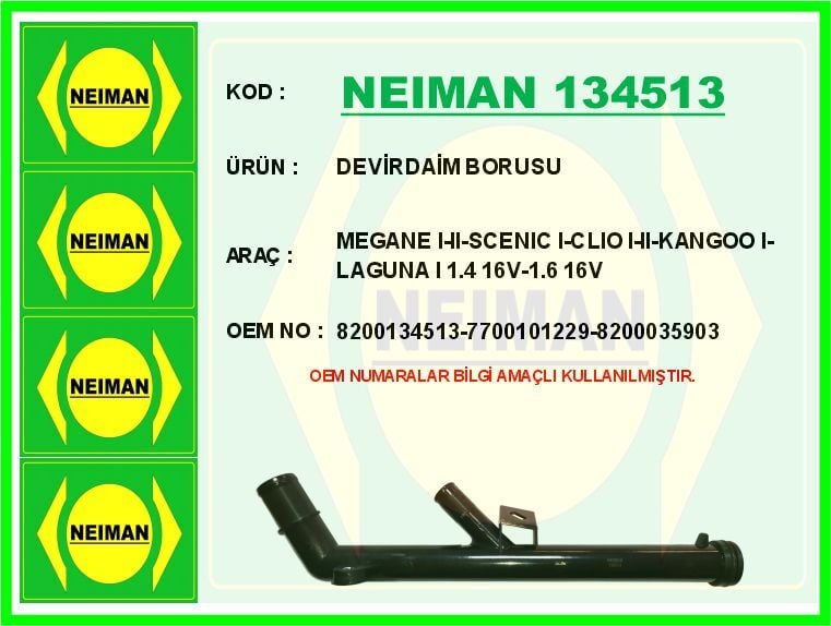 DEVİRDAİM BORUSU MEGANE I-II-SCENIC I-CLIO I-II-KANGOO I-LAGUNA I 1.4 16V-1.6 16V