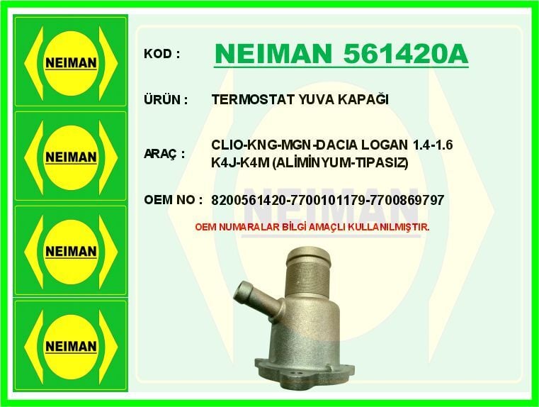 TERMOSTAT YUVASI RENAULT CLIO-KANGOO-MEGANE DACIA LOGAN 1.4-1.6 K4J-K4M PLASTİK-TIPASIZ