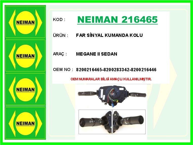 FAR SİNYAL KUMANDA KOLU MEGANE II SEDAN