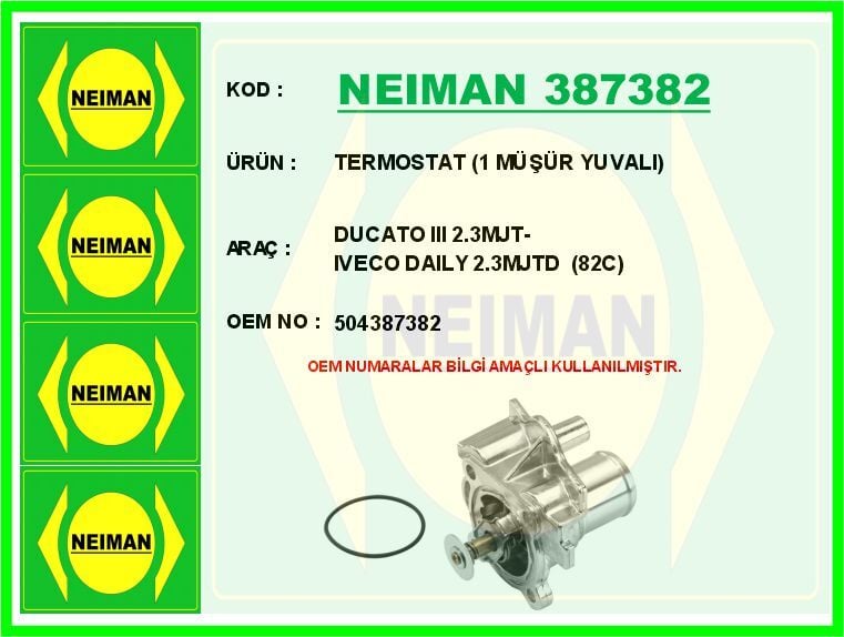 TERMOSTAT 82 C FIAT DUCATO 06>14 DUCATO 15> IVECO DAILY IV 06>11 DAILY V 11>14 DAILY VI 14>21 2.3D MJET 2.3 JTD F1A