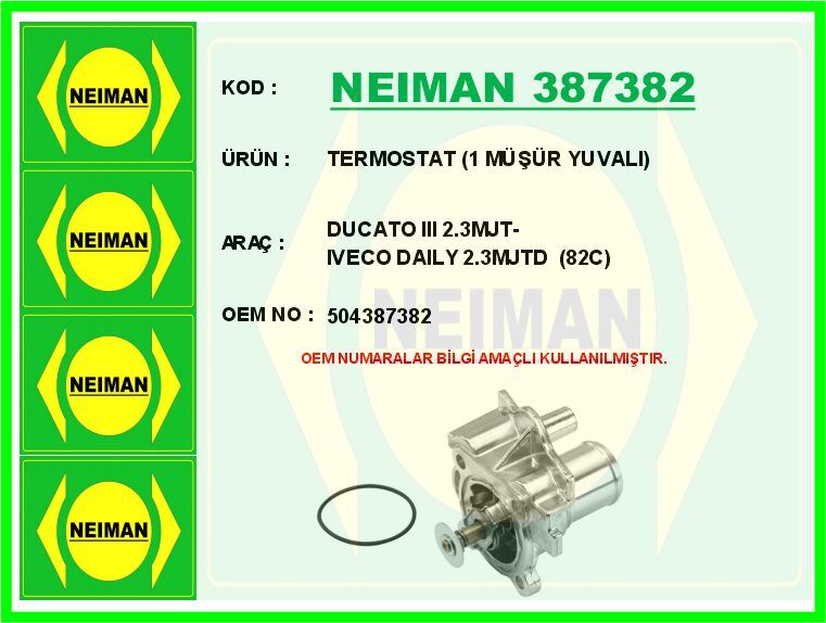TERMOSTAT 82 C FIAT DUCATO 06>14 DUCATO 15> IVECO DAILY IV 06>11 DAILY V 11>14 DAILY VI 14>21 2.3D MJET 2.3 JTD F1A