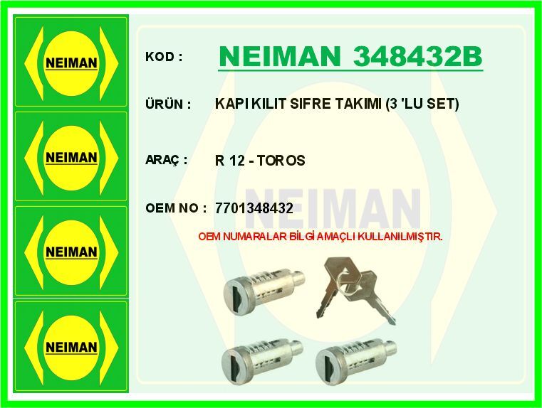 KAPI KILIT SIFRE TAKIMI 3 LU SET R 12 - TOROS