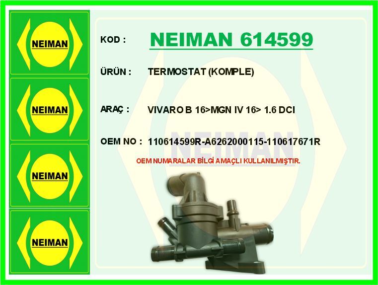 TERMOSTAT 80 C MERCEDES OM622 OM626 W205 W447 . RENAULT R9M 1.6 dCi MEGANE SCENIC FLUENCE SOKULEBI LIR KAPAKLI