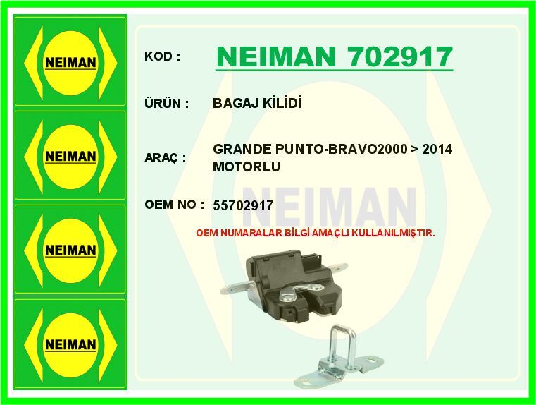 BAGAJ KİLİDİ GRANDE PUNTO-BRAVO2000 > 2014 MOTORLU