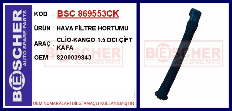 HAVA FİLTRE HORTUMU CLİO-KANGO 1.5 DCI ÇİFT KAFA
