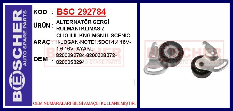 ALTERNATÖR GERGİ RULMANI KLİMASIZ CLIO II-III-KNG-MGN II- SCENIC II-LOGAN-NOTE1.5DCI-1.4 16V-1.6 16