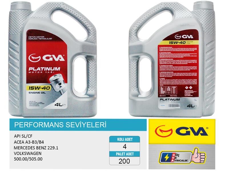 MOTOR YAĞI 15W40 4 LT PLATINUM MİNERAL API SL/CF
