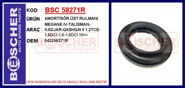 AMORTİSÖR ÜST RULMANI MEGANE IV-TALISMAN-KADJAR-QASHQAI II 1.2TCE-1.5DCI-1.6-1.6DCI 15 >