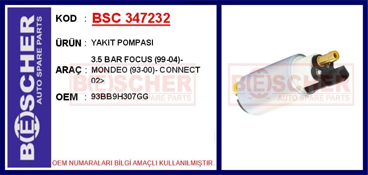 YAKIT POMPASI 3.5 BAR FOCUS 99-04 - MONDEO 93-00 - CONNECT 02>