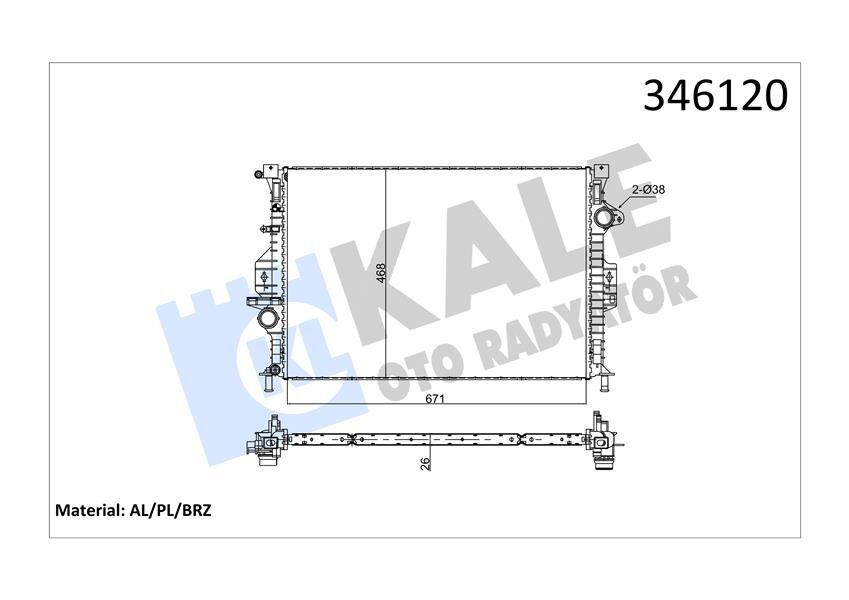 SU RADYATÖRÜ FORD MONDEO-SMAX-GALAXY 07> VOLVO S60-S80-XC60-XC70 07> 1.6-2.0 TDCİ MANUEL ŞANZIMAN S60 II D2-T3-T4 15>18 S80 II 10>15 V40 10>15 V60 I 10>15 V70 III 10>15