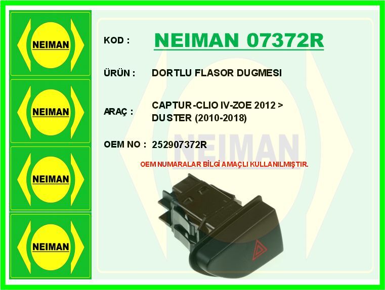 DORTLU FLASOR DUGMESI CAPTUR-CLIO IV-ZOE 2012 > DUSTER 2010-2018