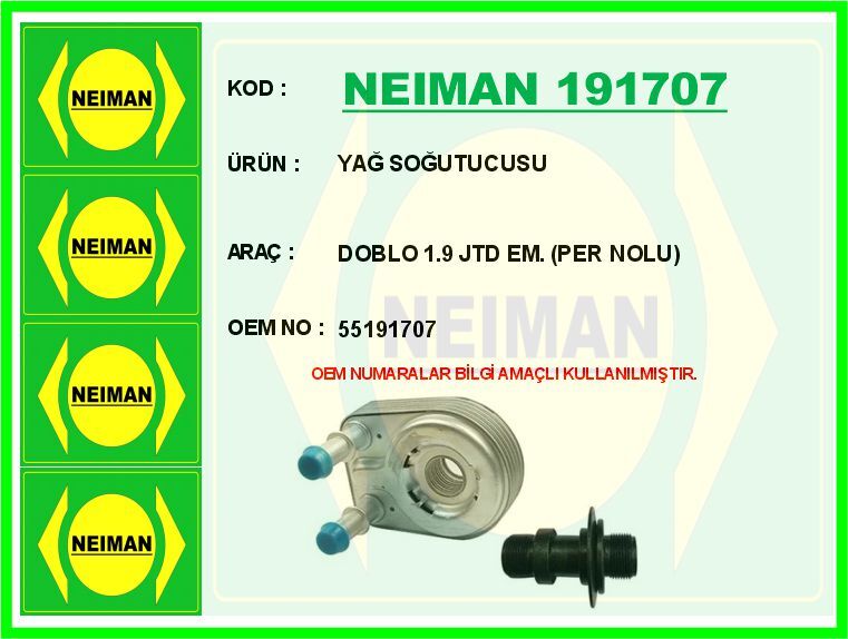 YAĞ SOĞUTUCUSU DOBLO 1.9 JTD EM. PER NOLU