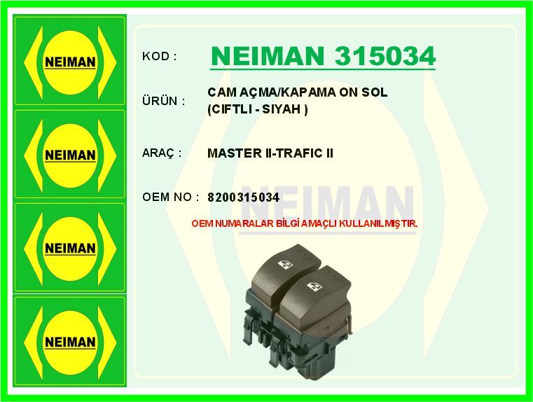 CAM AÇMA/KAPAMA ON SOL CIFTLI - SIYAH MASTER II-TRAFIC II