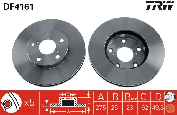 ÖN FREN AYNASI RAV4 II 1.8VVT-2.0 16V 00>2.0VVTI-2.4VVTI-2.0D-4D 01> 275x25x5DLxHAVALI