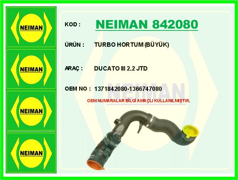 TURBO HORTUM BÜYÜK BOXER III-JUMPER III-DUCATO III 06> 2.2 JTD