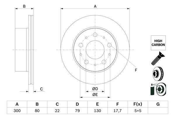 FREN DİSKİ ARKA FIAT DUCATO 06> PEUGOET BOXER 06> CITROEN JUMPER 06> 300x22x19.9MM