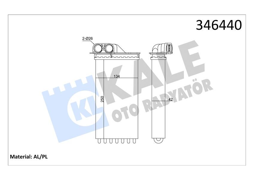KALORİFER RADYATÖRÜ C2 03>C3 02/02>1007 10/05> 1.4-1.6-1.6 16V-1.4HDI 250x140