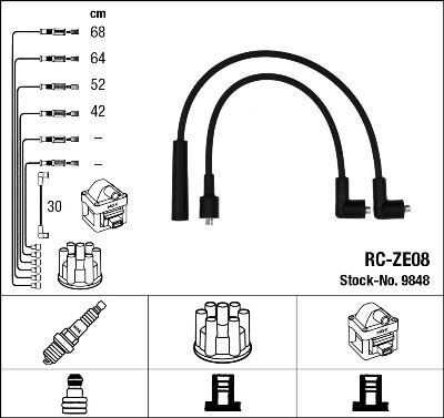 BUJİ KABLOSU MAZDA 323 1.6L B6 BG kasa 89-95 / KIA SEPHIA 1.5L 1.6L 94-98 - alternatif ürün RC-ZE 08