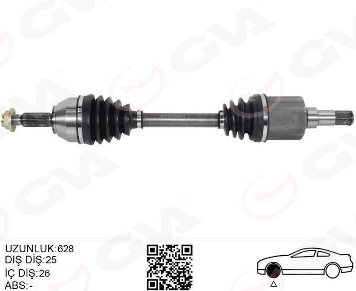 ON AKS KOMPLE SOL TRANSIT CONNECT 1.8 TDCI 02>14 75 -90-110PS 628mm