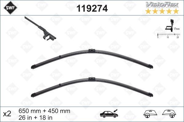 SILECEK SUPURGESI TAKIMI 650mm / 450mm BMW F10 F11 SWF